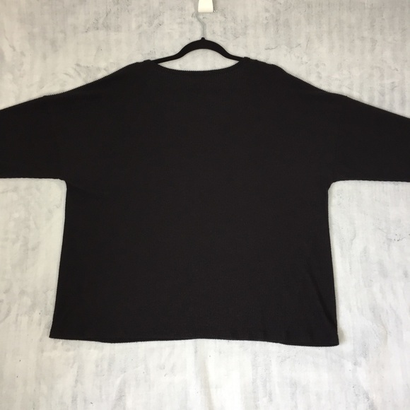 Lucky Brand V Neck Top Sz XL Ribbed Knit Long Sleeve Stretchy Black Shirt - Picture 2 of 10